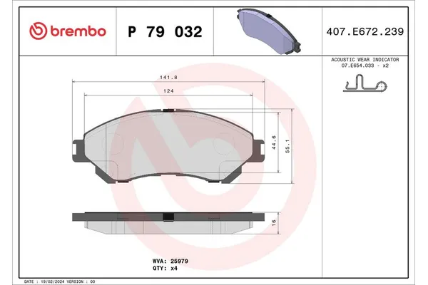 Fren Disk Balata Ön BREMBO P 79 032