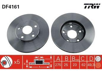 Fren Disk Ayna Ön Sağ ve Sol TRW DF4161  4351242030 43512-42030 4351242031 43512-42031 4351242032 43512-42032