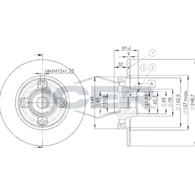 Fren Disk Ayna Arka Sağ ve Sol Citroen C4 Coupe (06.2004->)  AYD 50474