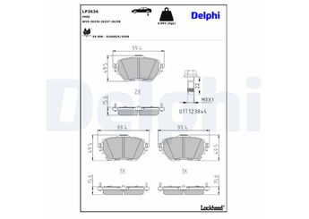 Fren Disk Balata Arka DELPHI LP3636  LP3636 446602410 0446602410 446602470 0446602470 44660D060 044660D060 4466F4030 04466F4030