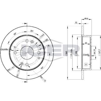 Fren Disk Ayna Arka Sağ ve Sol Honda Civic HB (MA/MB)(01.1995->)  SWAPP 43060