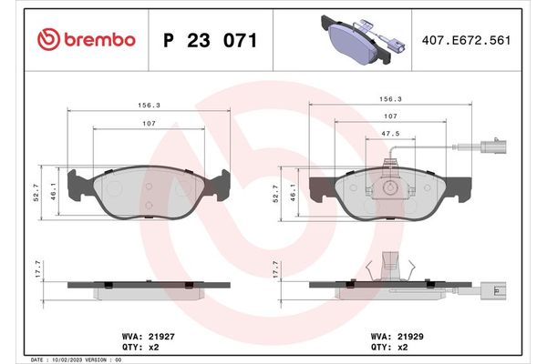 Fren Disk Balata Ön Alfa Romeo 146 (1995->)  BREMBO P 23 071