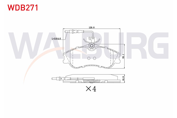 Fren Disk Balata Ön Peugeot 306 Cabriolet (S2)(04.1997->)  WALBURG WDB271