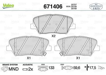 Fren Disk Balata Ön VALEO 671406  58101B1A00 58101-B1A00 581013VA90 58101M5A10