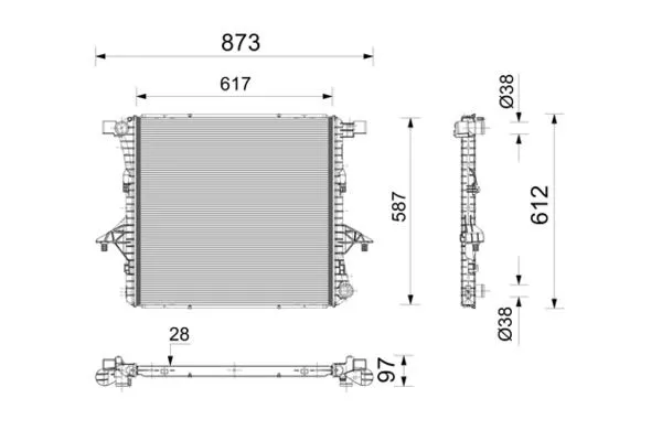Su Radyatörü  Volkswagen Amarok (S6B)(08.2016->2020)  MAHLE CR 2814 000P