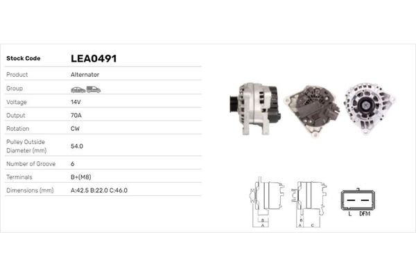 Alternatör  Toyota Aygo (KGB/WNB)(2005->)  LUCAS ELEKTRIK LEA0491