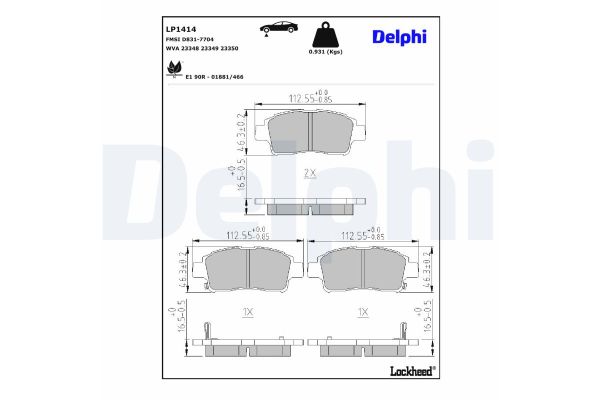Fren Disk Balata Ön Toyota Yaris (NCP1/NLP1/SCP1)(1999->)  DELPHI LP1414