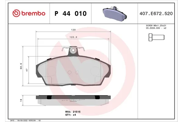 Fren Disk Balata Ön Land Rover Freelander 1 (LN)(01.1998->)  BREMBO P 44 010