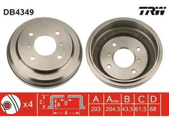 Kampana Arka Sağ veya Sol TRW DB4349  432064M000 432066N000 43206-4M000 43206-6N000