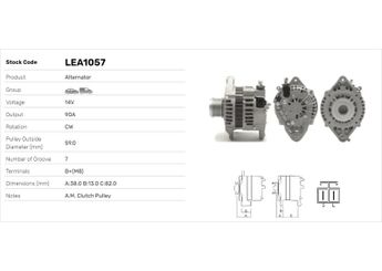 Alternatör  LUCAS ELEKTRIK LEA1057  136131 2506131 LR190745 LR190-745 LR190752 LR190-752 LR190752B LR190-752B LR190752C LR190-752C LR190752H LR190-752H LR190770C LR190-770C 23100VC100 23100-VC100 23100VC101 23100-VC101 23100VC10A 23100-VC10A 23100VC10B 23100-VC10B 23100VC10C 23100-VC10C 23100VG100 23100-VG100 23100VS40C 23100-VS40C
