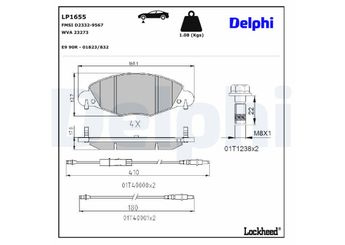Fren Disk Balata Ön DELPHI LP1655  LP1655 1617274180 425216 4252.16 425249 4252.49 425289 4252.89 E172230