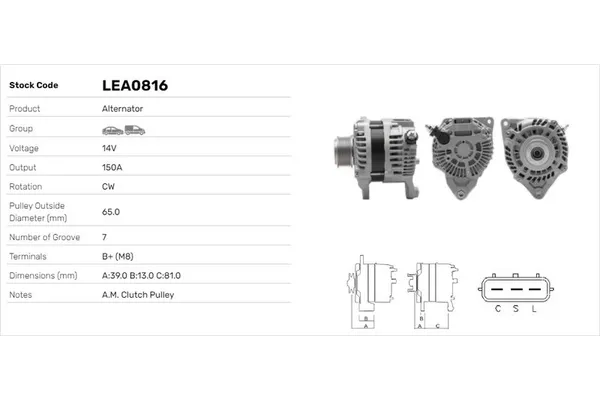 Alternatör  Nissan Pathfinder 4/5 Kapı (R51)(01.2005->)  LUCAS ELEKTRIK LEA0816