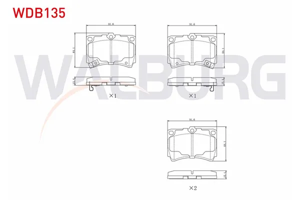 Fren Disk Balata Ön Mazda 323 C/F/S Sedan (BA)(04.1994->)  WALBURG WDB135