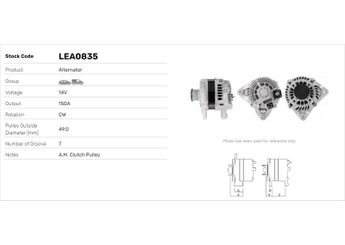 Alternatör  LUCAS ELEKTRIK LEA0835  LEA0835