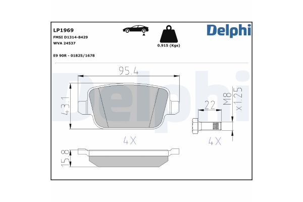 Fren Disk Balata Arka Ford Kuga (CBV)(2008->)  DELPHI LP1969