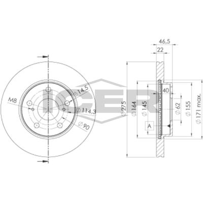 Fren Disk Ayna Ön Sağ ve Sol Toyota Corolla (E15)(2006->)  AYD 50416