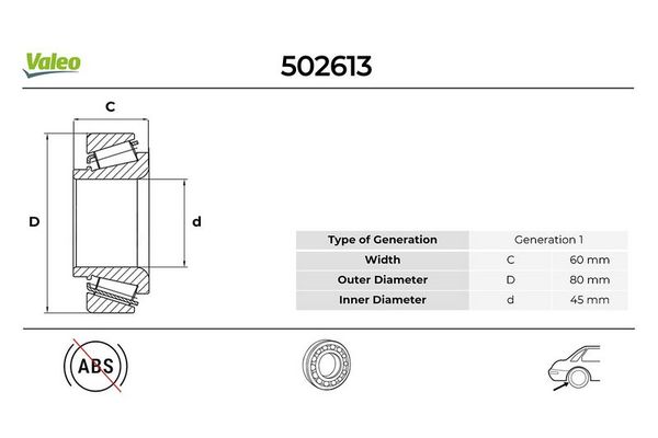 Teker Rulmanı Arka Sağ veya Sol Opel Movano B Kamyonet (2010->)  VALEO 502613