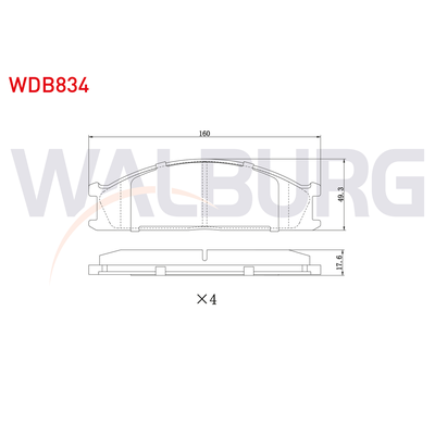 Fren Disk Balata Ön Nissan Pickup (D22)(02.1998->)  WALBURG WDB834