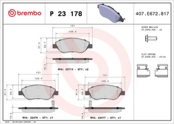 Fren Disk Balata Ön BREMBO P 23 178  77367923 77368553