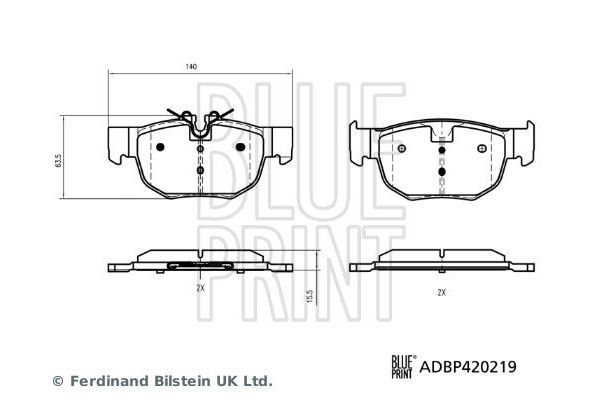 Fren Disk Balata Arka Land Rover Range Rover Velar (03.2017->)  BLUE PRINT ADBP420219