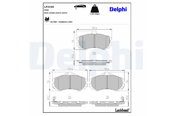 Fren Disk Balata Ön Hyundai Elantra (XD)(2000->)  DELPHI LP2150