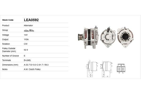Alternatör  Nissan X-Trail (T30)(06.2001->)  LUCAS ELEKTRIK LEA0592