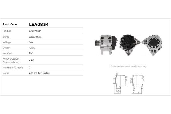 Alternatör  Dacia Duster II (01.2018->)  LUCAS ELEKTRIK LEA0834