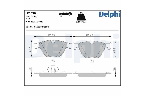 Fren Disk Balata Ön BMW M3 Serisi Cabrio (E93)(2008->)  DELPHI LP3630