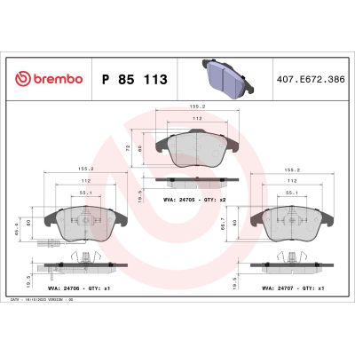 Fren Disk Balata Ön Audi A4 Allroad Quattro (8KH)(04.2009->)  BREMBO P 85 113