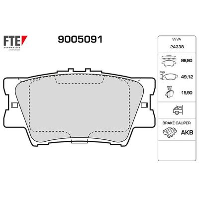 Fren Disk Balata Arka Toyota Camry (XV40)(2007->)  FTE 9005091