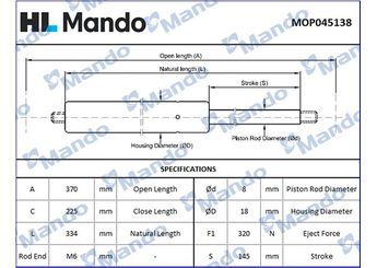 Bagaj Amortisörü Sağ veya Sol MANDO MOP045138  MOP045138 51247129194