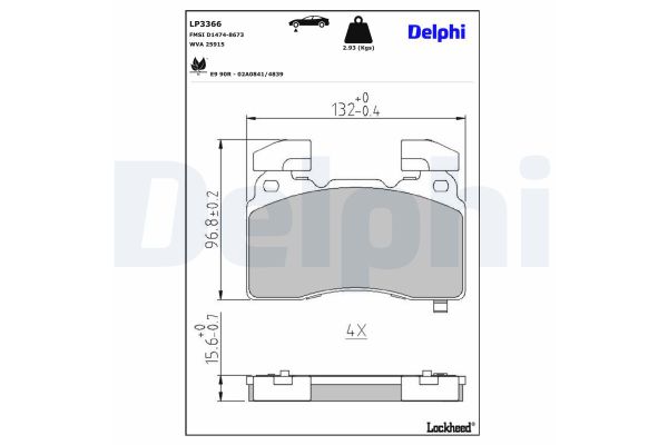 Fren Disk Balata Ön Cadillac CTS (2014->)  DELPHI LP3366