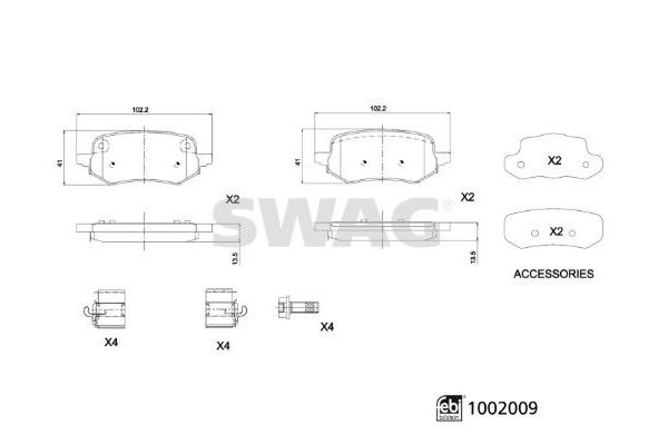 Fren Disk Balata Arka Ford Puma (2019->)  SWAG 33 11 4168