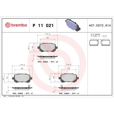 Fren Disk Balata Arka Chrysler Grand Voyager (RT)(2008->)  BREMBO P 11 021