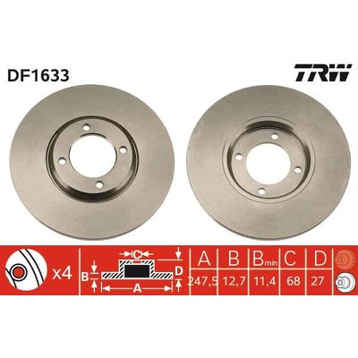 Fren Disk Ayna Ön Sağ ve Sol Ford Taunus (1976->)  KALE BALATA TFD00340