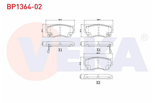 Fren Disk Balata Ön Nissan 100 NX (B13)(11.1990->)  VEKA BP1364-02
