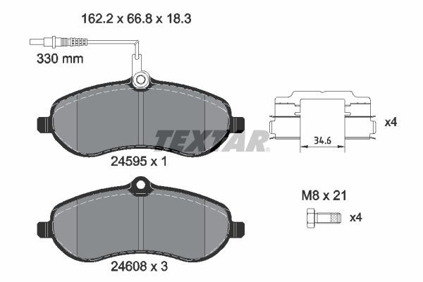 Fren Disk Balata Ön Fiat Scudo (272) Cargo (10.2006->)  TEXTAR 2459501