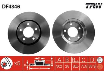 Fren Disk Ayna Ön Sağ ve Sol TRW DF4346  4683918AB 04683918AB 4683918 4683918AD K04683918AA 46833918AB