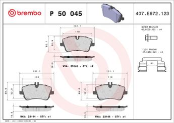 Fren Disk Balata Ön BREMBO P 50 045  A0034209520 34202520 0034202520 34204520 0034204520 34205920 0034205920 34209520 0034209520 54206220 0054206220 A0034202520 A0034204520 A0034205920 A0054206220