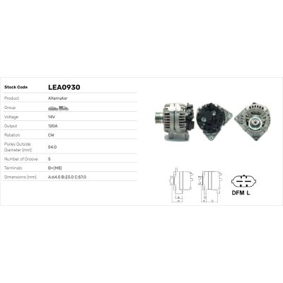 Alternatör  LUCAS ELEKTRIK LEA0930