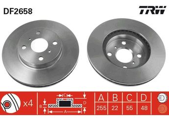 Fren Disk Ayna Ön Sağ ve Sol TRW DF2658  94853004 94854148 3501011G08 4351202040 43512-02040 4351212550 43512-12550