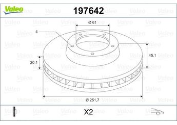 Fren Disk Ayna Ön Sağ ve Sol VALEO 197642  197642 402062N301 40206-2N301 4020662Y01 40206-62Y01
