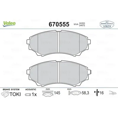 Fren Disk Balata Ön Ford Ranger (EQ)(07.2002->)  VALEO 670555