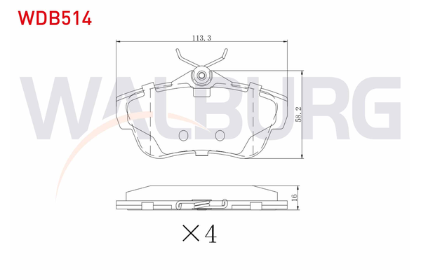 Fren Disk Balata Arka Peugeot Expert P.Van (02.2007->)  WALBURG WDB514
