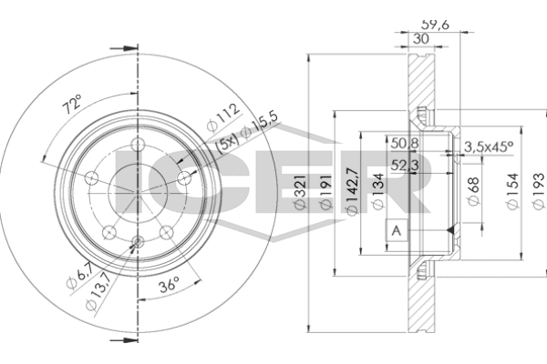 Fren Disk Ayna Ön Sağ ve Sol Audi A6 Allroad Quattro (4FH)(10.2008->)  AYD 50461