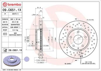 Fren Disk Ayna Ön Sağ ve Sol BREMBO 09.C651.1X  BJS733251A B45A33251A BKC333251