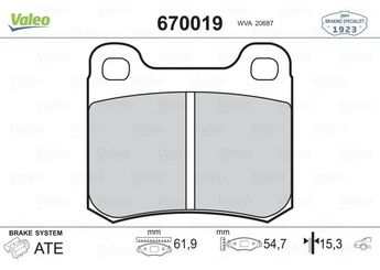Fren Disk Balata Arka VALEO 670019  4209820 0004209820 24205120 0024205120 A0004209820 A0024205120