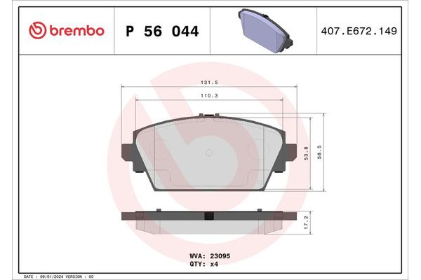 Fren Disk Balata Ön Nissan Almera Tino (V10M)(05.2000->)  BREMBO P 56 044