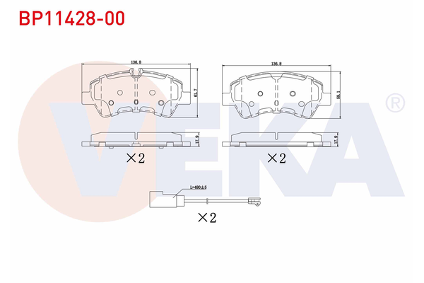 Fren Disk Balata Arka Ford Transit (TTS) Minibüs (2019->)  VEKA BP11428-00