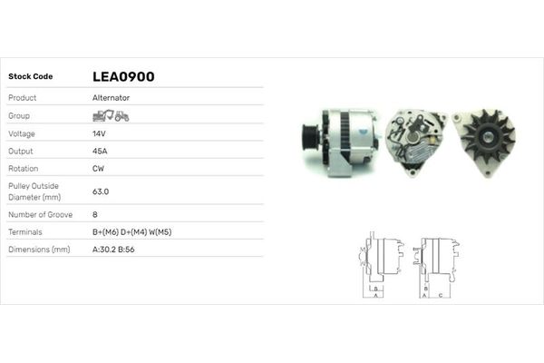 Alternatör  LUCAS ELEKTRIK LEA0900